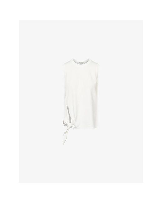 J.W. Anderson White Knotted-Hem Brand-Embroidered Cotton-Jersey Tank Top