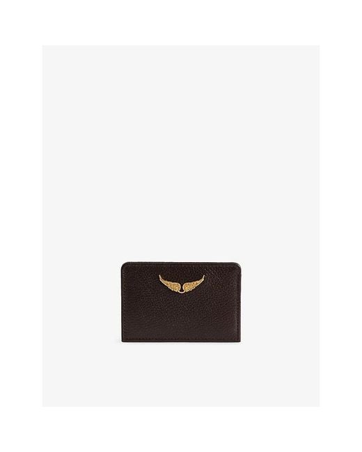 Zadig & Voltaire Black Zv Pass Logo-Plaque Leather Cardholder