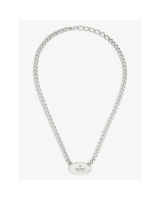 Gucci Metallic Trademark Engraved Sterling- Necklace