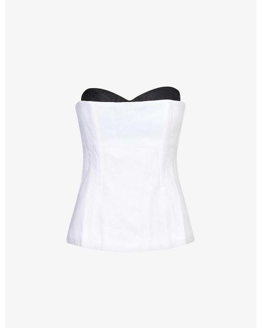 Reformation White Ayda Sweetheart-neck Linen Top