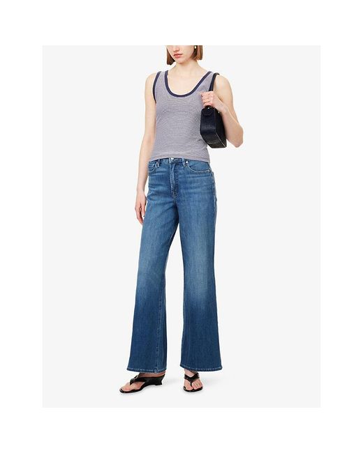 GOOD AMERICAN Gray Ringer Pinstripe Stretch-Cotton Tank Top