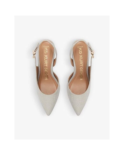 KG by Kurt Geiger White Aria Pointed-Toe Woven Slingback Courts