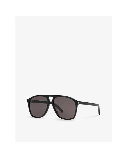 Saint Laurent Black Ys000473 Sl 596 Dune Rectangle-frame Acetate Sunglasses