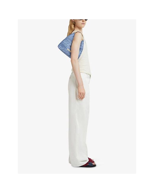 Marni White Logo-Patch Relaxed-Fit Cotton Gabardine Cargo Trousers