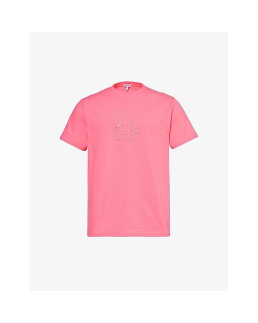 Loewe Pink Anagram-embroidered Relaxed-fit Cotton-jersey T-shirt X for men