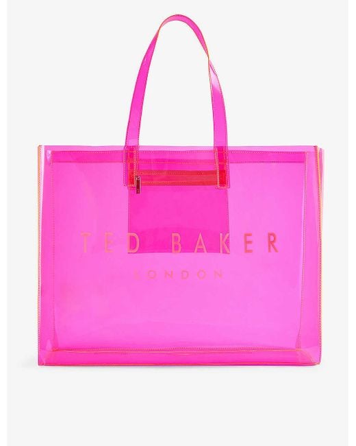 Ted Baker Pink Icon Large Transparent Vinyl Tote Bag