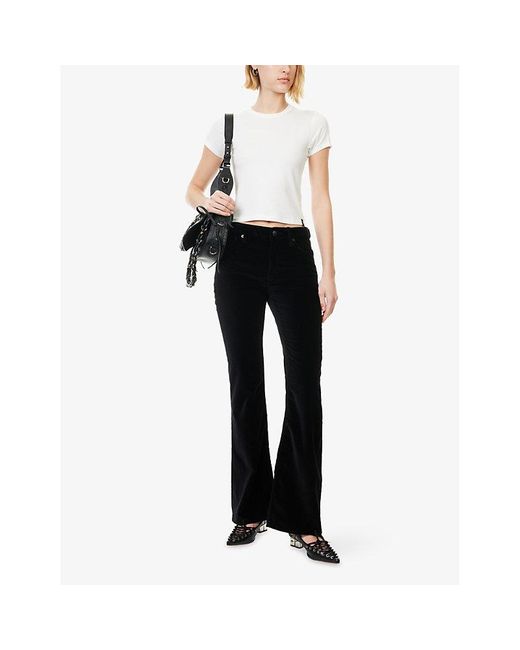 Rag & Bone Black Dahlia Full Flared Stretch-Cotton Trousers