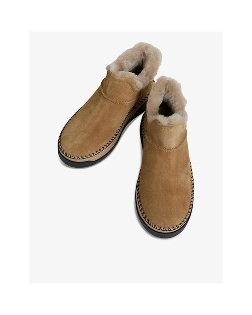 Reiss Natural Sylvie Shearling-Lined Suede Ankle Boots