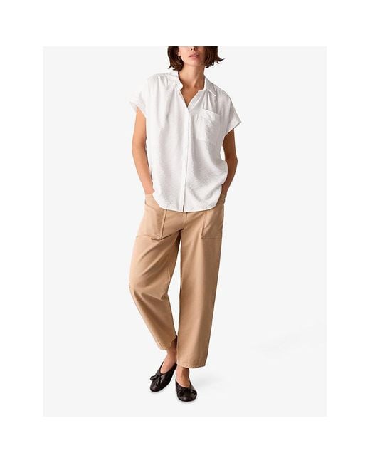 Whistles White Nicola Button-Through Short-Sleeve Woven Shirt