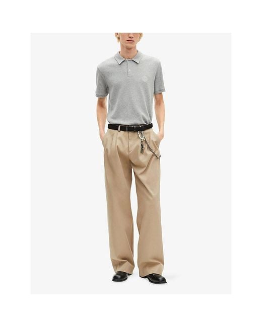 The Kooples Natural Chain-Embellished Straight-Leg Cotton Trousers for men