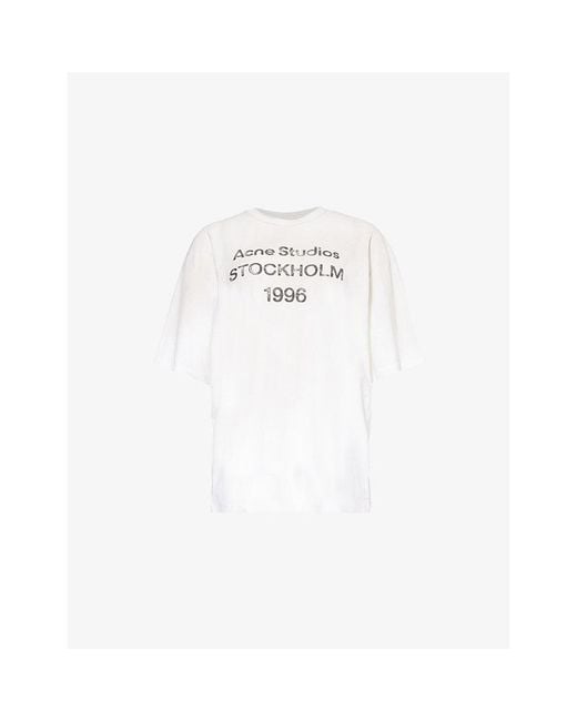 Acne White Exford 1966 Logo-pattern Cotton-jersey T-shirt