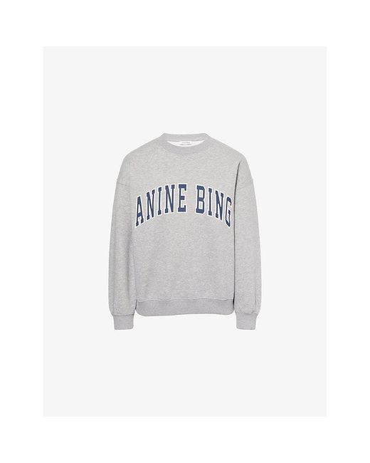 Anine Bing White Spencer Brand-Print Cotton-Blend Sweatshirt