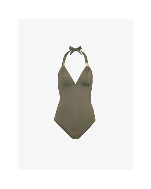 Heidi Klein Green Lake maggiore Halterneck Recycled Polyamide-blend Swimsuit
