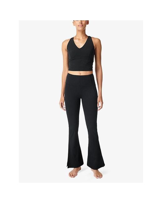 Sweaty Betty Blue Soft Sculpt Flare 30Inch Stretch-Woven Yoga Trousers