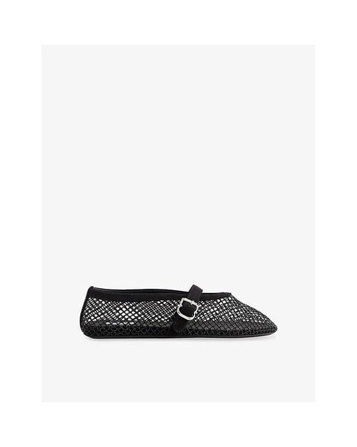 Alaïa Black Ballerina Mesh And Suede Ballet Flats