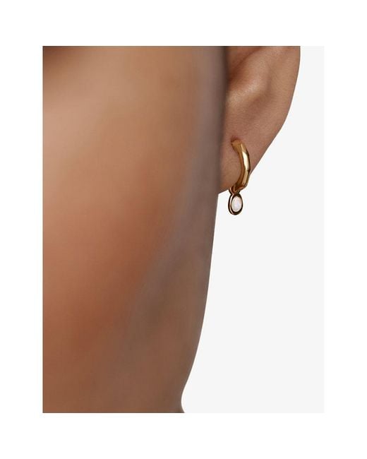 Monica Vinader Metallic June Birthstone 18Ct- Vermeil And Moonstone Huggie Earrings
