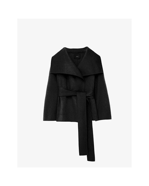 Joseph Black Adrienne Double-faced Belted Wool And Cashmere Coat