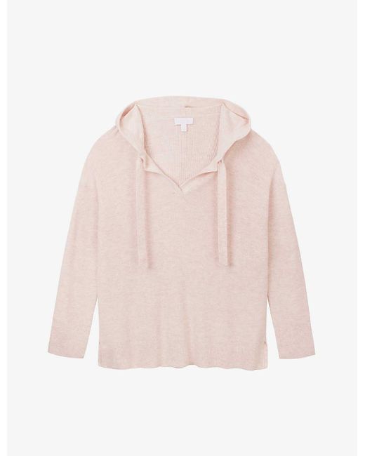 The White Company Pink V-neck Relaxed-fit Cotton-blend Hoody