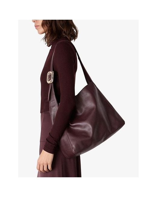 Whistles Purple Mabel Leather Tote Bag