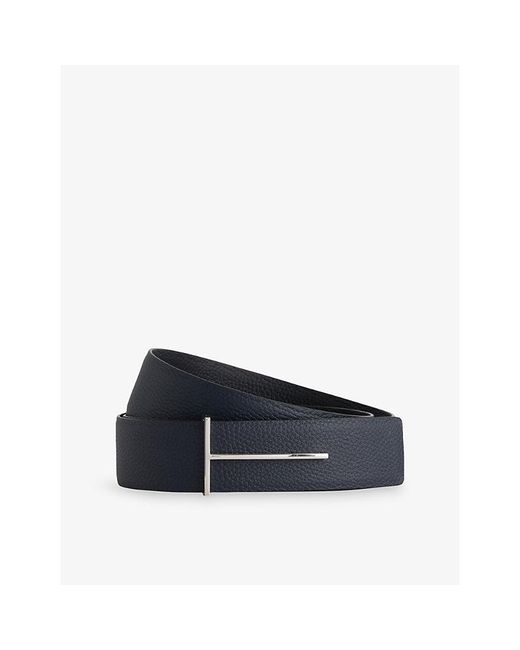 Tom Ford Blue Slim T-Buckle Leather Belt for men