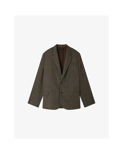 Soeur Green Hermosa Checked Wool-Blend Blazer