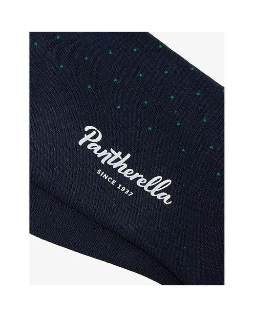 Pantherella Blue Gadsbury Long Pin-Dot Cotton-Blend Dress Socks for men