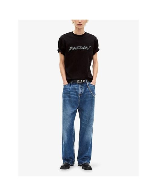 The Kooples Black Logo-Print Short-Sleeve Cotton T-Shirt for men