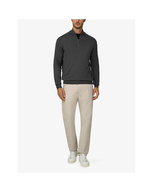 Boggi Gray Half-Zip Knitted Merino-Wool Jumper for men