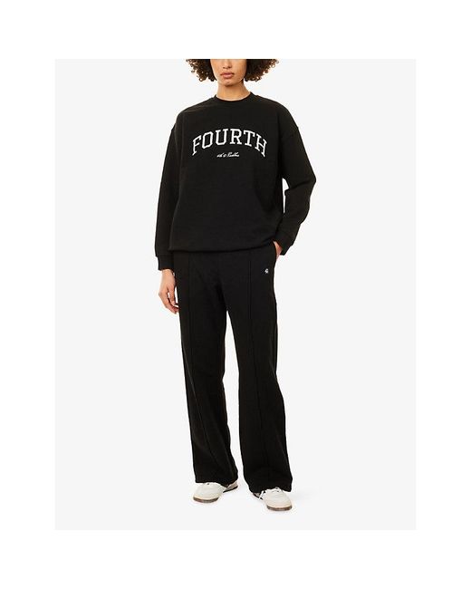 4th & Reckless Black Fergie Wide-Leg Cotton-Jersey Jogging Bottoms