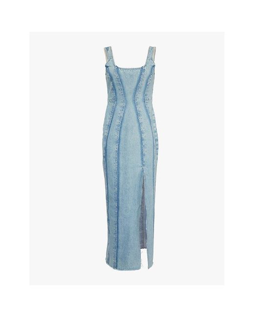 Dala Blue On Tap Panelled Organic-Denim Midi Dress