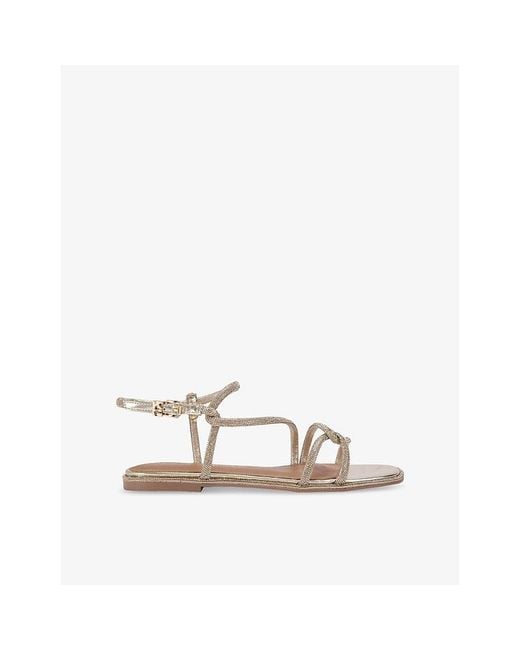 KG by Kurt Geiger Natural Priya Crystal-Embellished Woven Flat Sandals
