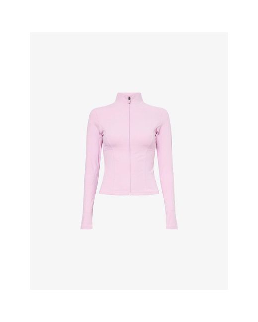 BO+TEE Pink High-Neck Slim-Fit Stretch-Woven Track Jacket