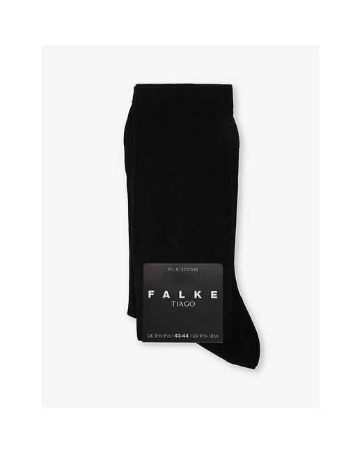 Falke Black Tiago Ribbed Stretch-organic Cotton-blend Crew Socks for men