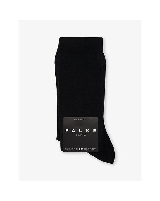 Falke Black Tiago Ribbed Cotton-Blend Crew Socks for men