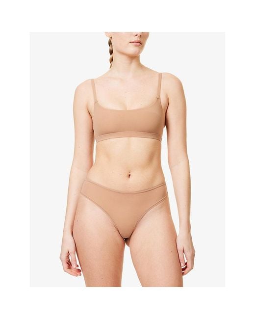 Skims White Mid-Rise Pack-Of-Five Stretch-Woven Thongs