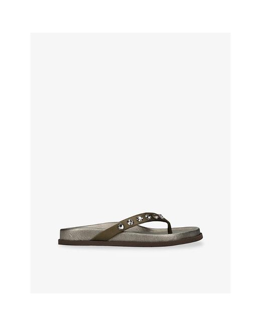 Pedro Garcia Green Devika Satin Sandals