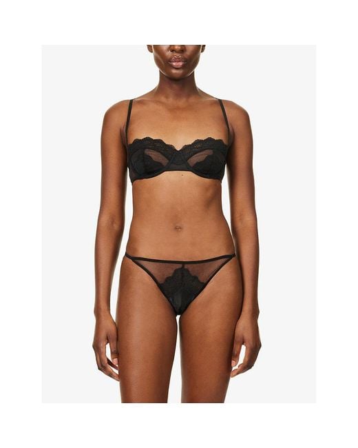 Calvin Klein Vintage Balconette-cup Stretch-lace Bra in Black