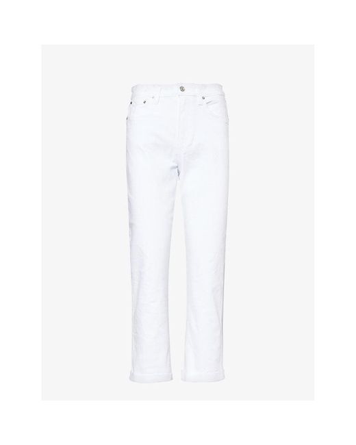 PAIGE White High-rise Straight-leg Stretch-denim Jeans