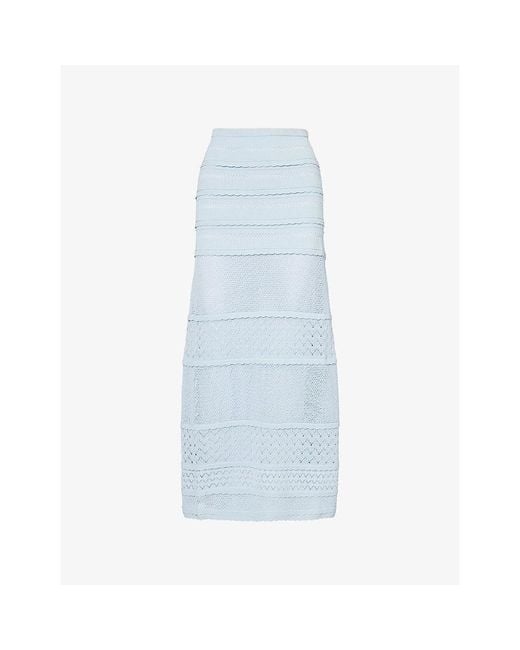 Devon Windsor Blue Yasmin Knitted Maxi Skirt
