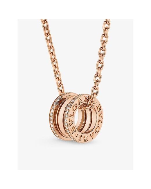 BVLGARI White B.Zero1 18Ct Rose- And 0.38Ct Brilliant-Cut Diamond Pendant Necklace