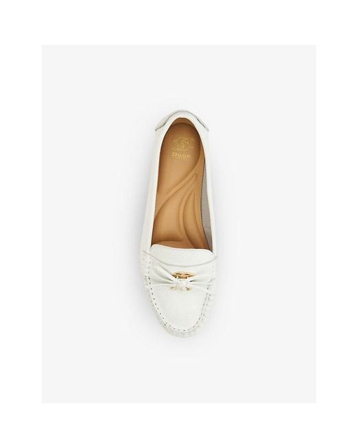 Dune White Grovers Bow-detail Leather Loafers