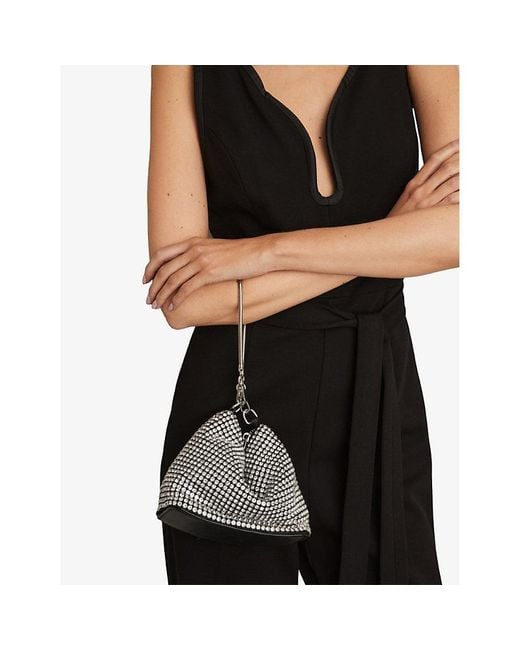 Reiss Black Leah Embellished Bracelet Pouch