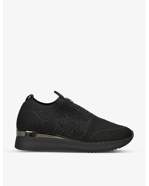 Carvela Kurt Geiger Black Janeiro 2 Crystal-embellished Knitted Trainers