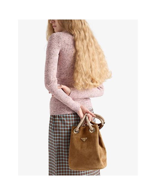 Prada Brown Mariner Small Suede Bucket Bag