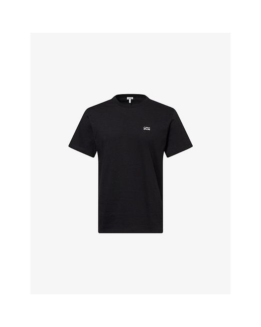 Loewe Black Anagram-Embroidered Cotton T-Shirt for men