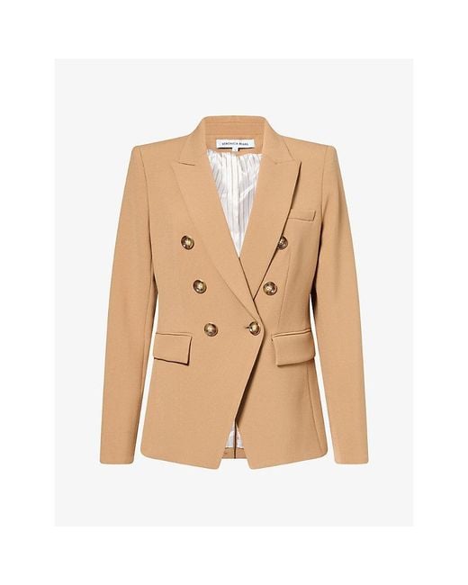 Veronica Beard Natural Miller Single-Breasted Woven Jacket