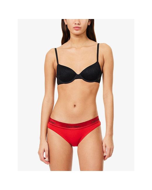 Calvin Klein Red Icon Branded Cotton And Modal-Blend Bikini Briefs