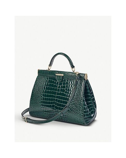 Florence Tote Leather Bag Croco-Embossed Green