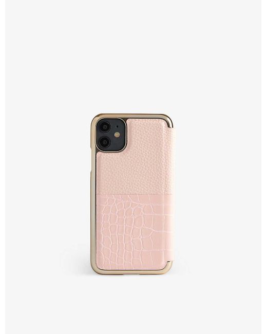 Ted Baker Womens Lt-pink Crocodile-embossed Leather Iphone 11 Case 1 Size -  Lyst