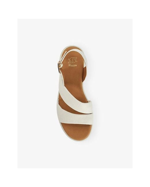 Dune Natural Karing Leather Wedge Sandals
